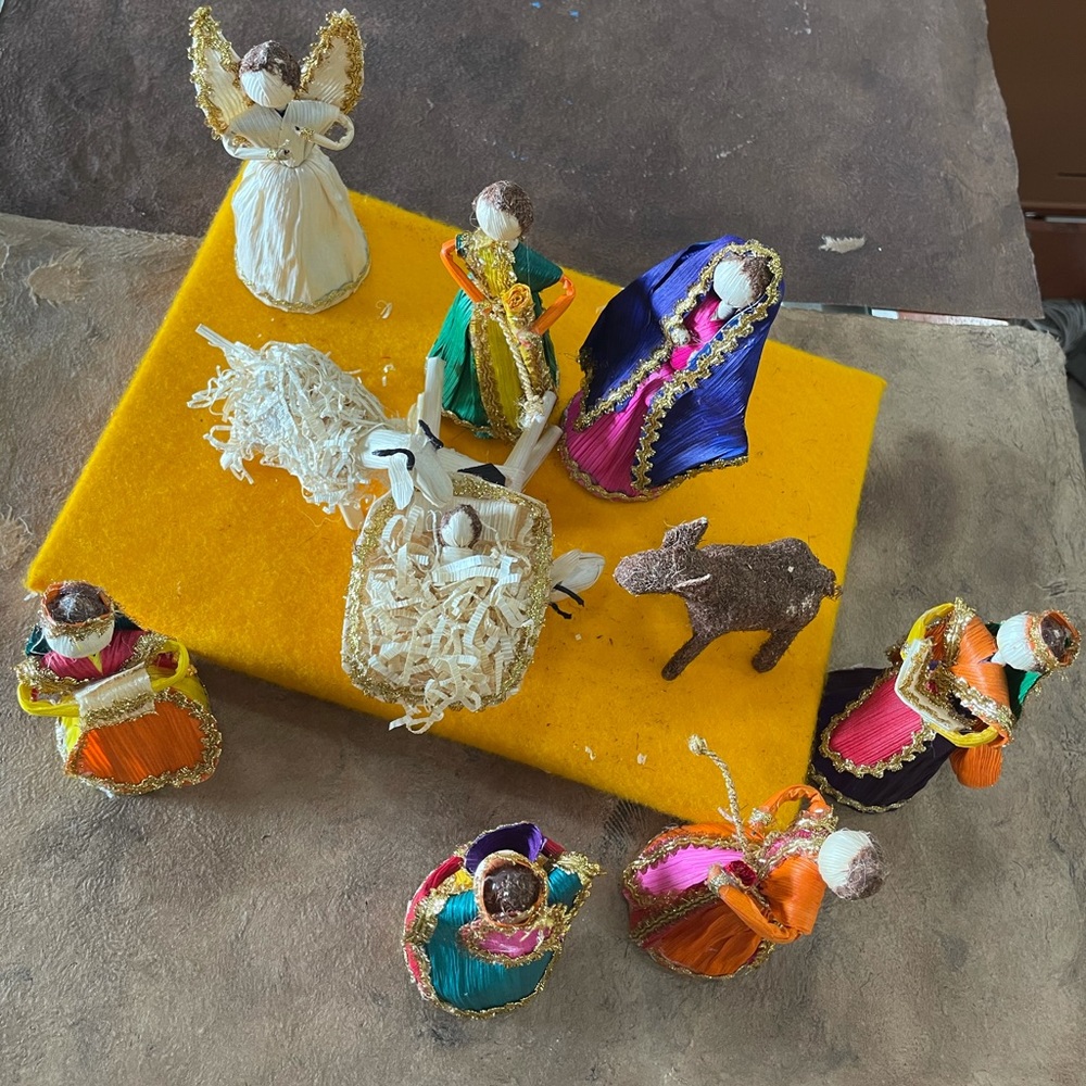 Hand crafted nativity scene from Mexico.
